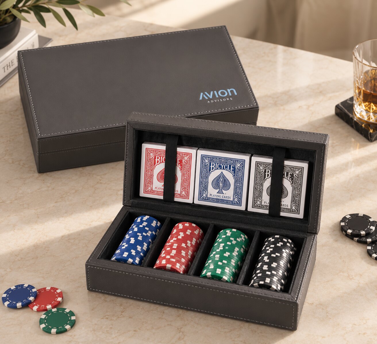 Avion Advisors branded executive poker set